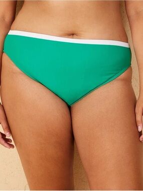 NWT wild fable Green Bikini Bottom with White Waistband